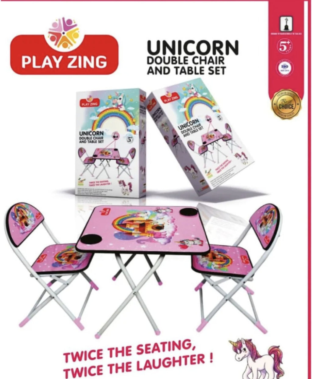 Simarr Unicorn Double Chair & Table Set (Multicolor) – view 2