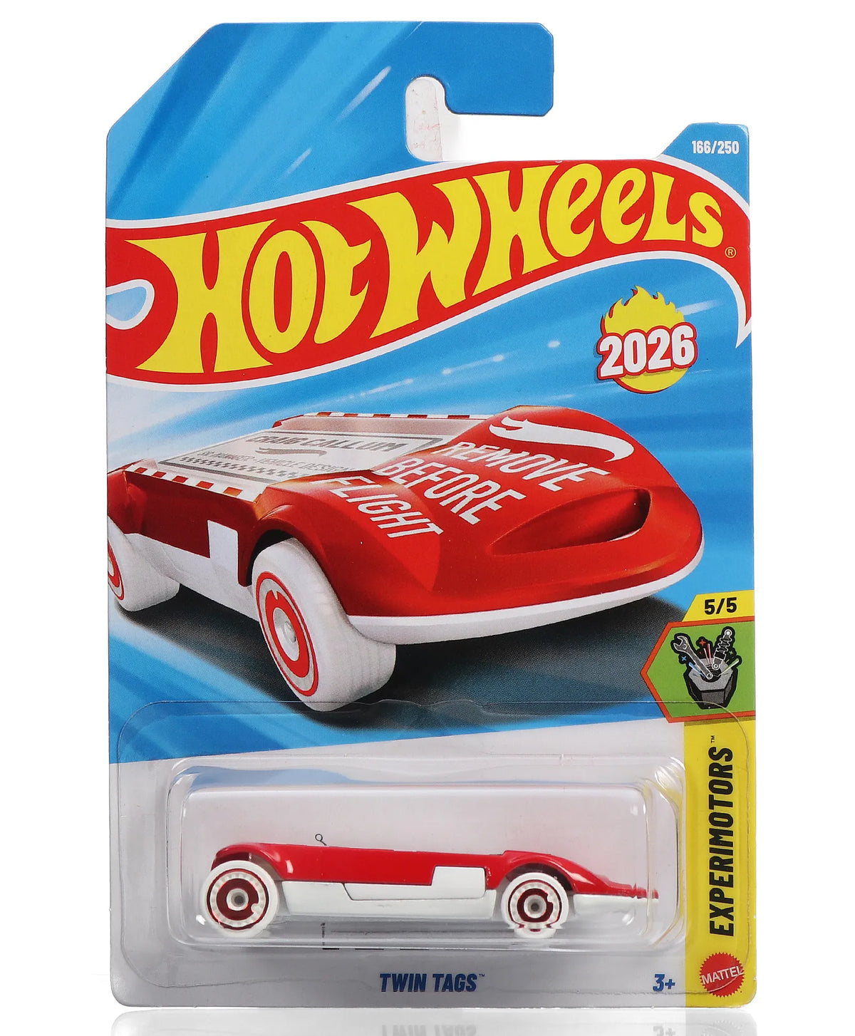 Hot Wheels Twin Tags 2026 Experimotors 5/5 on card packaging
