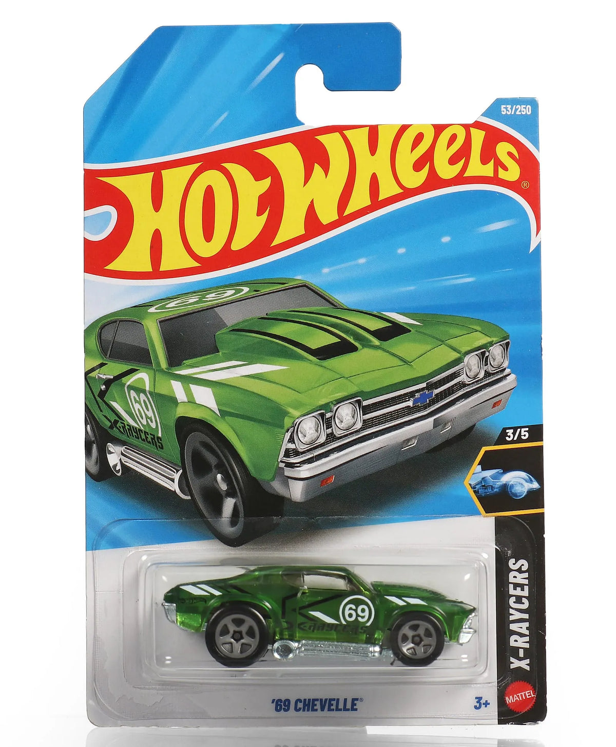 Hot Wheels '69 Chevelle X-Raycers 3/5 on card packaging