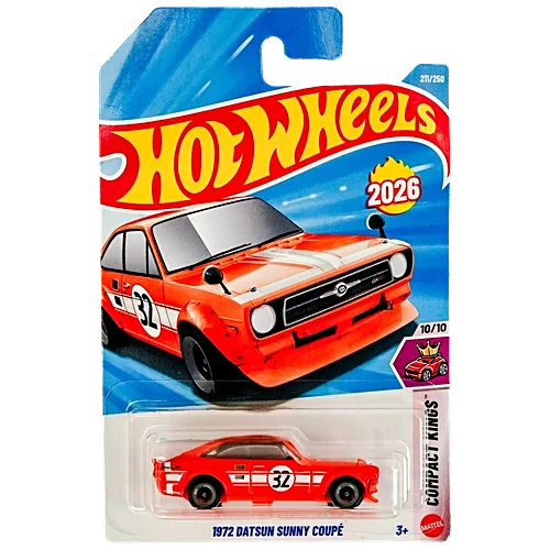 Hot Wheels 1972 Datsun Sunny Coupé – Compact Kings 2026 Packaging
