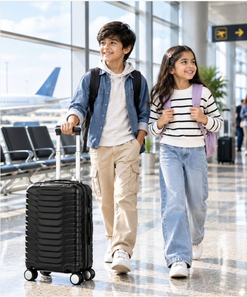 Hard Shell Trolley Suitcase, 24 inch, 4 Wheels (Black) – view 5