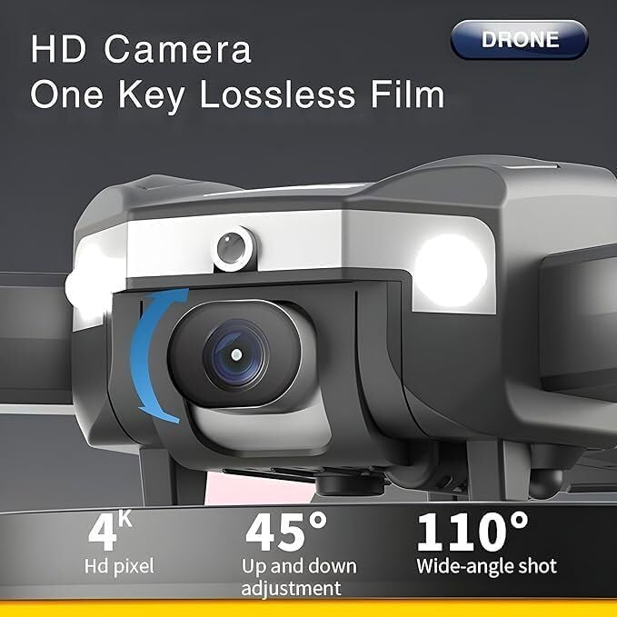 J2 Drone 4K HD camera with 45 degree tilt and 110 degree wide angle shot