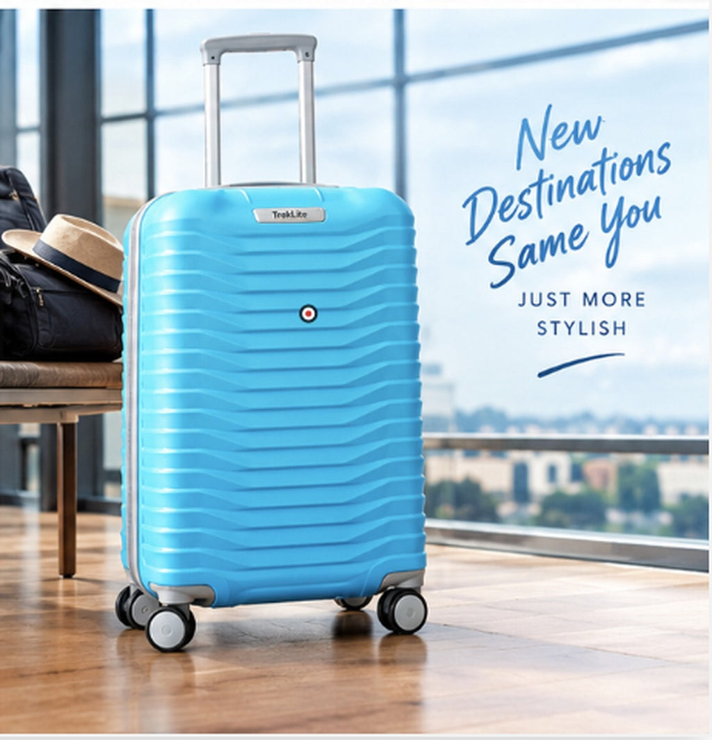 Hard Shell Trolley Suitcase, Cabin 21 inch, 4 Wheels (Blue) – view 2