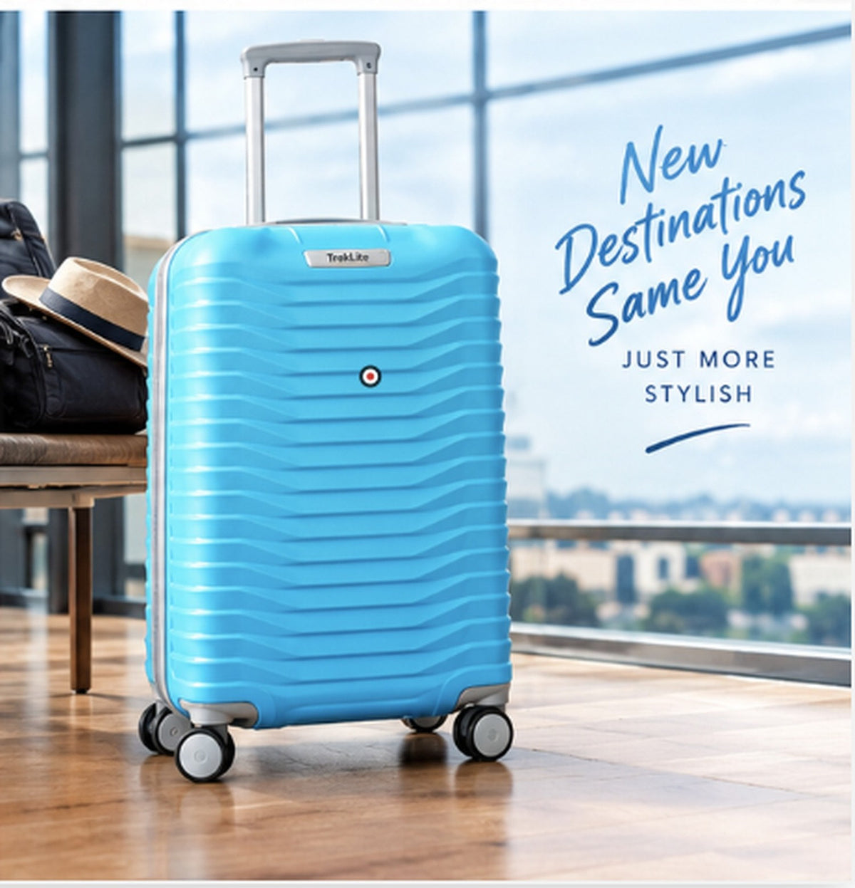 Hard Shell Trolley Suitcase, Cabin 21 inch, 4 Wheels (Blue) – view 2