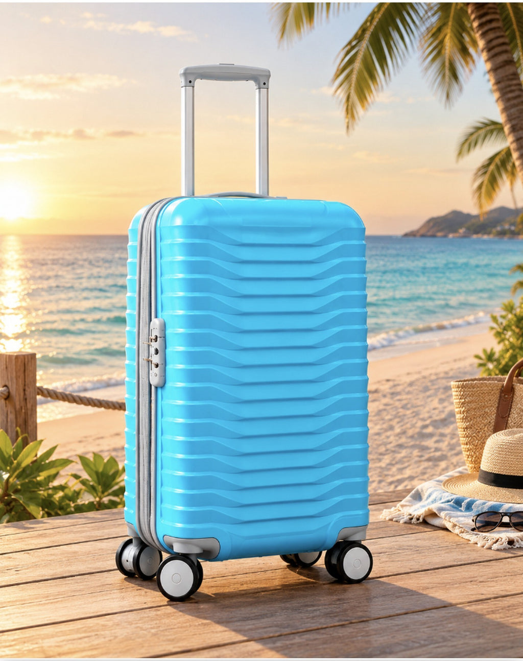 Hard Shell Trolley Suitcase, Cabin 21 inch, 4 Wheels (Blue) – view 7