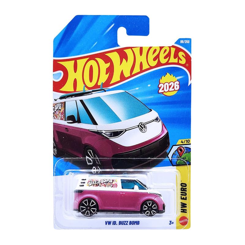 Hot Wheels VW ID. Buzz Bomb 2026 HW Euro 4/10 Pink on card packaging