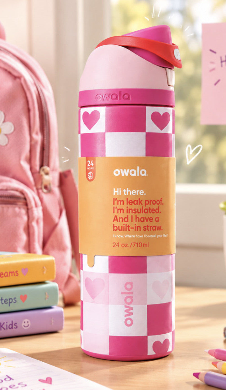 Owala 24oz (710 ml) Water Bottle – Checkmate – view 1