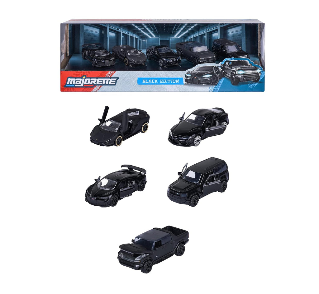 Majorette Black Edition five-car gift set with box and individual models