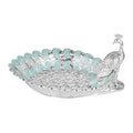 Momentz silver-plated peacock platter with blue pastel peacock – Dhanteras gift