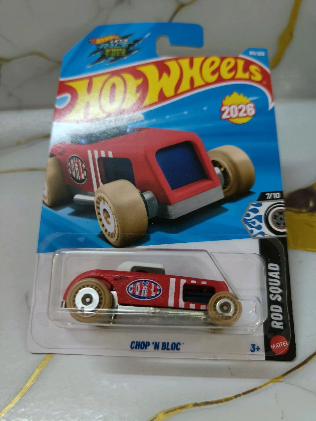Hot Wheels Chop N Bloc 2026 Rod Squad 7/10 on card packaging