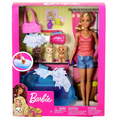 Barbie Doll & Puppy Bath Playset with 3 Puppies