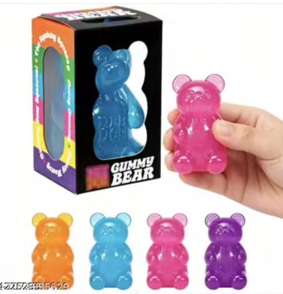 Needoh Gummy Bear Squishy Toy in 4 colors - Orange, Blue, Pink, Purple