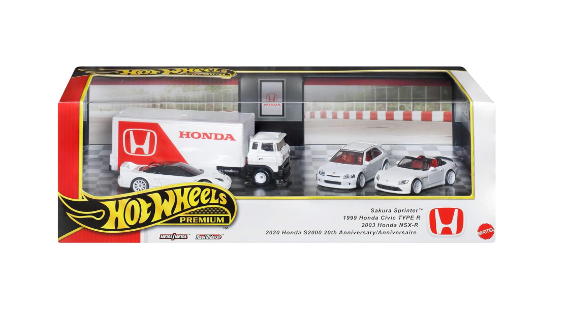 Hot Wheels Premium Honda 4-Car Set - Front Box View