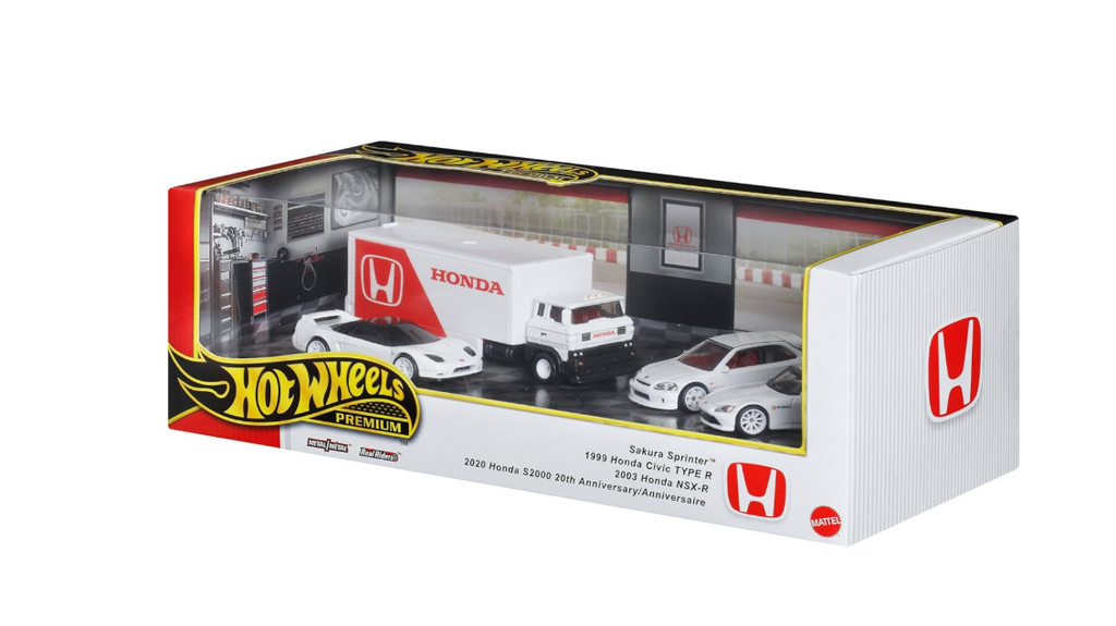 Hot Wheels Premium Honda 4-Car Set - Side Box View