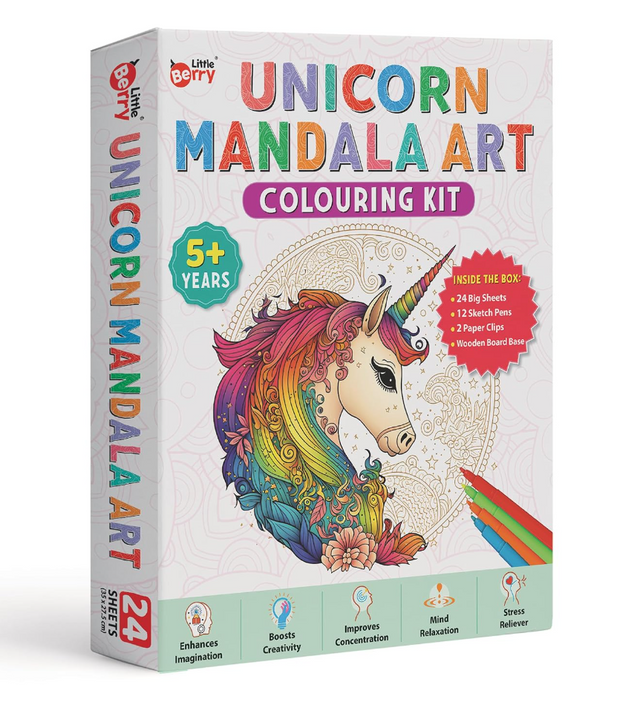 Little Berry Unicorn Mandala Art Colouring Kit box front
