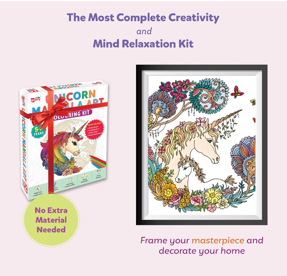 Perfect for gifting – child holding Unicorn Mandala Art Kit