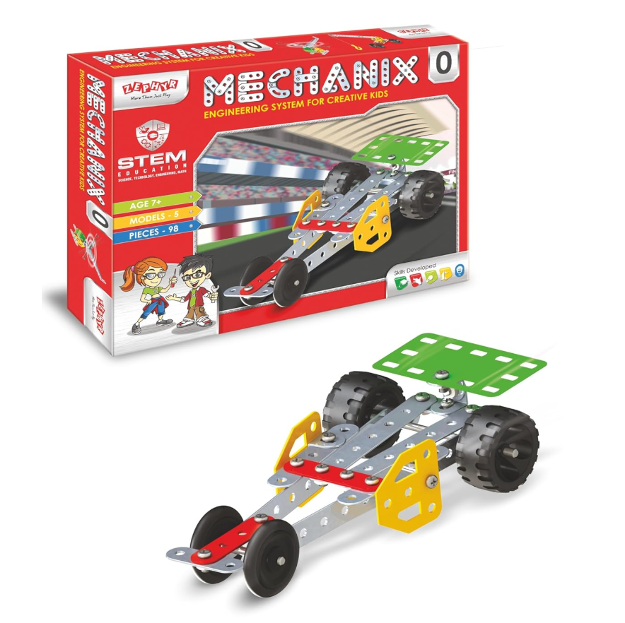 Zephyr Mechanix 0 includes extra nuts and bolts so missing pieces don't ruin the fun