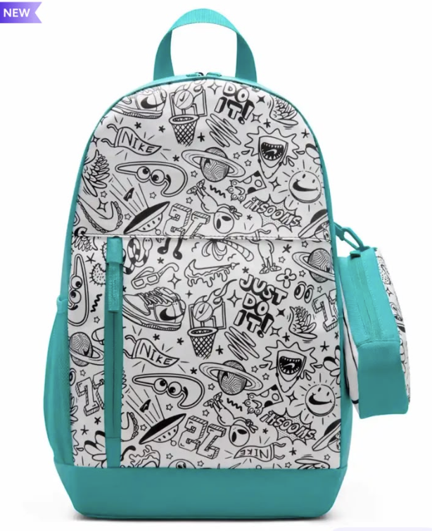 Nike Just Do It doodle print close-up - sneakers, basketball, sharks and more