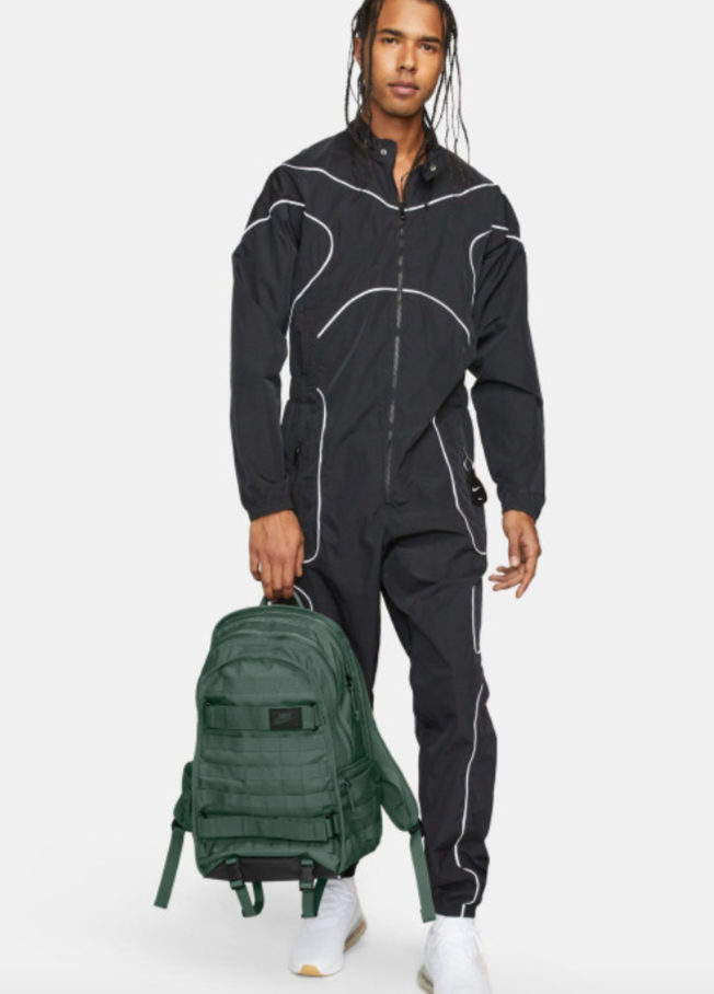 Nike RPM Backpack olive green back view with padded straps