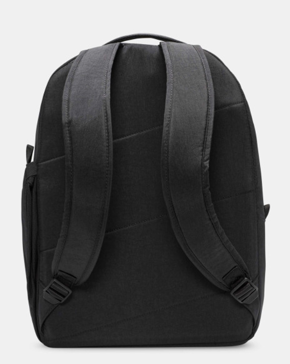 Nike Essentials Backpack all black back view with padded straps
