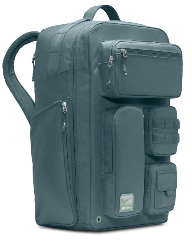 Nike Utility Elite Backpack slate grey back view with padded straps and sternum strap