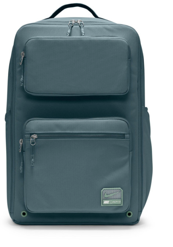 Nike Utility 2.0 Backpack slate teal front view showing dual pockets