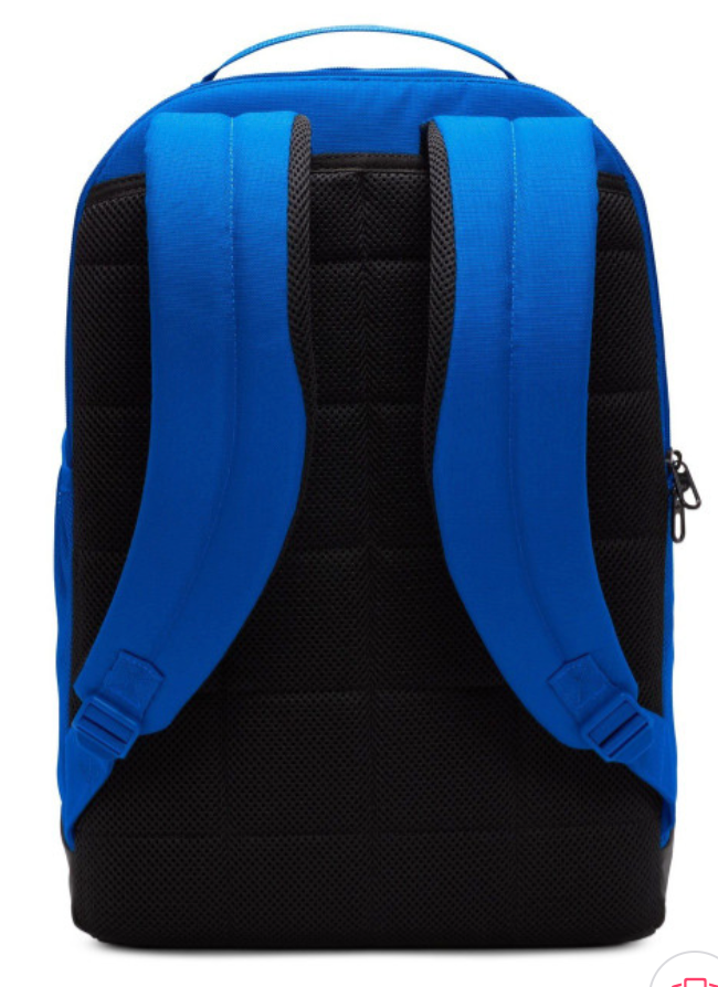 Nike Brasilia 9.5 Backpack royal blue back view with mesh panel and blue straps