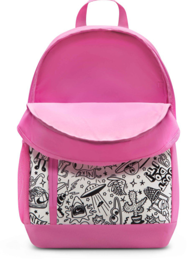 Nike Kids Brasilia Backpack pink doodle print front view full