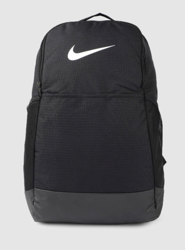 Nike Brasilia 9.5 Training Backpack black front view with white Swoosh
