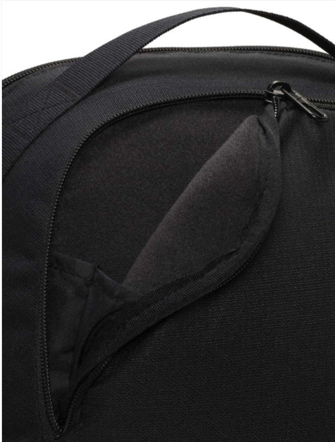 Nike Kids Brasilia Backpack black top zip pocket close-up detail