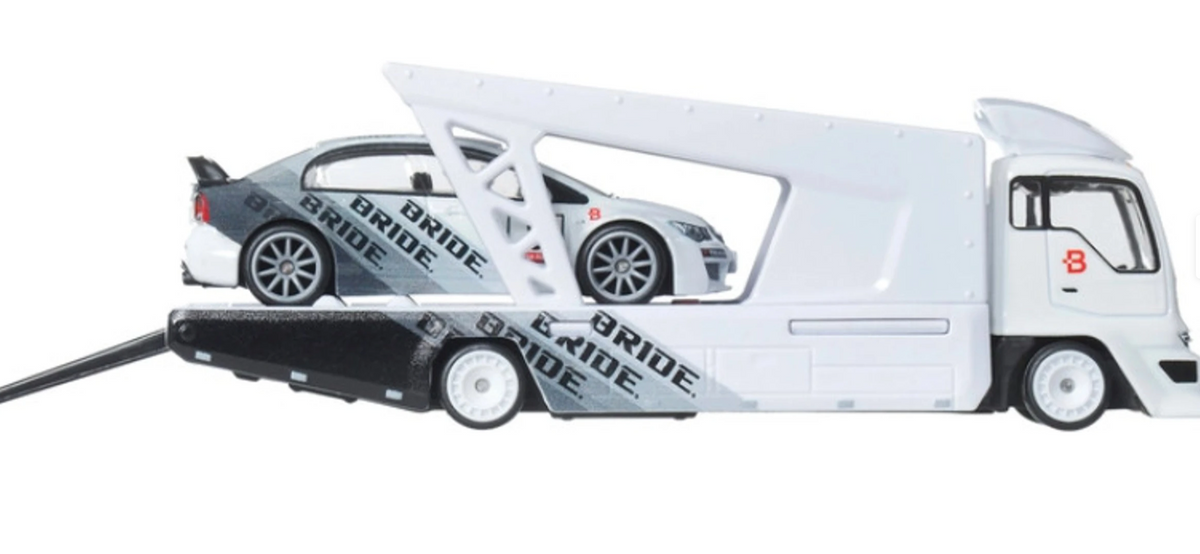Hot Wheels Kousoku Hauler with Civic Type R loaded on ramp