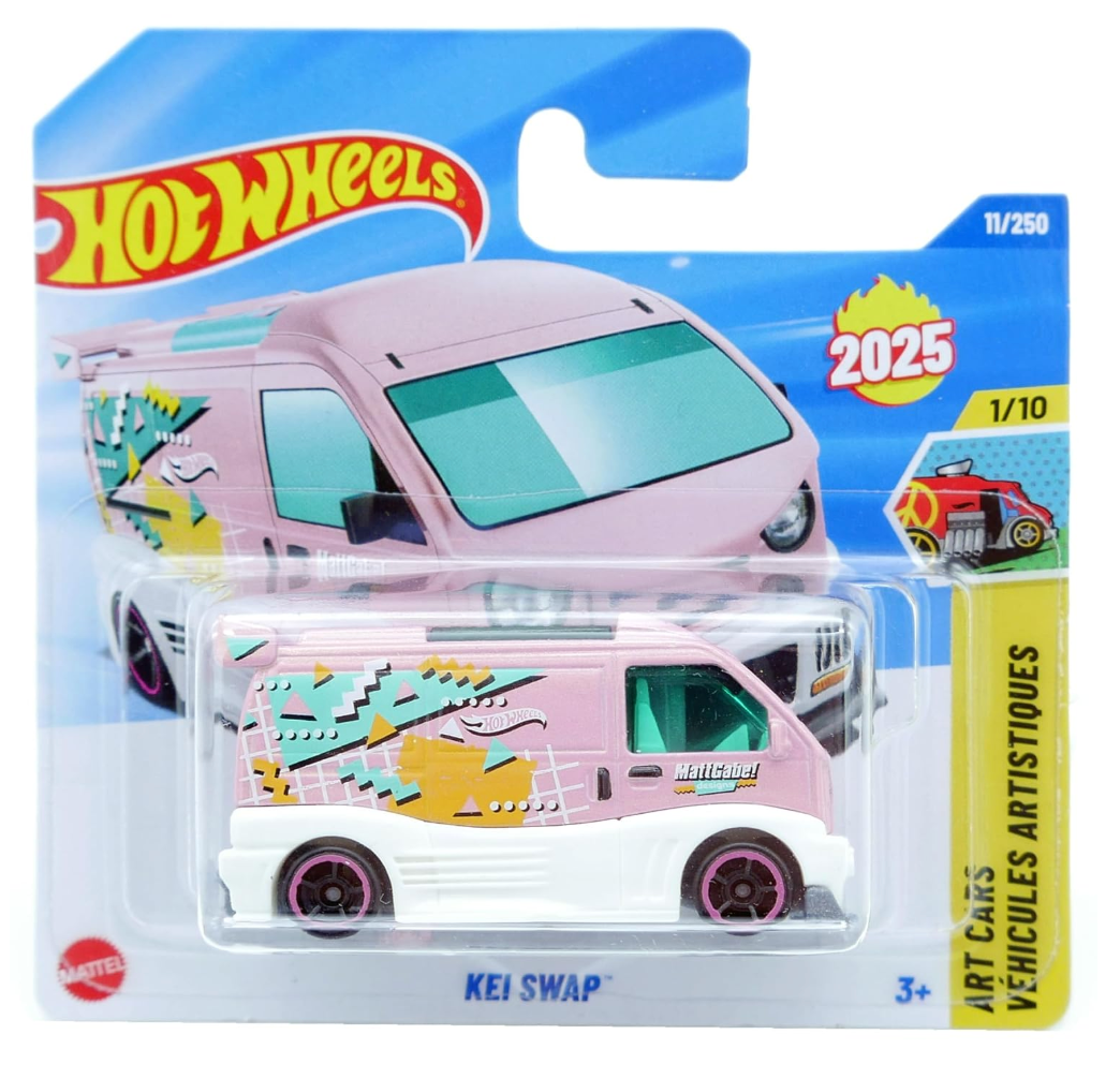 Hot Wheels Kei Swap 2025 Art Cars 1/10 Pink on card packaging