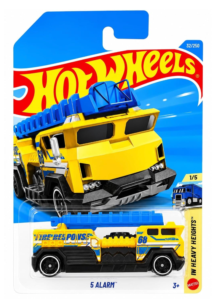 Hot Wheels 5 Alarm HW Heavy Heights 1/5 on card packaging