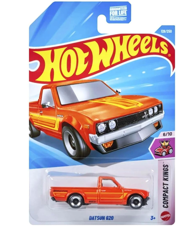 Hot Wheels Datsun 620 Compact Kings 6/10 Guaranteed for Life on card packaging