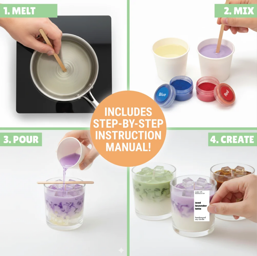 Make 3 aromatic soy candles - iced lavender matcha coffee latte