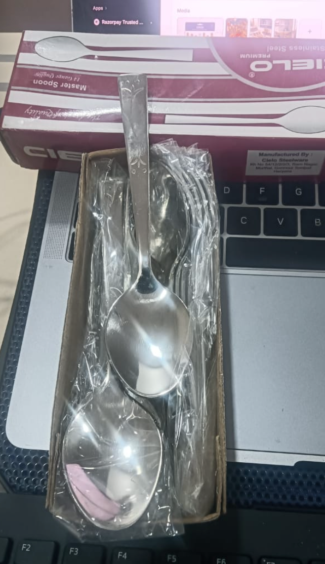Cielo floral engraved spoons in box with packaging