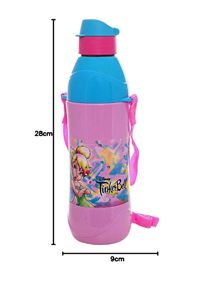 Cello Puro Junior 400ml Disney Tinker Bell water bottle pink with blue cap