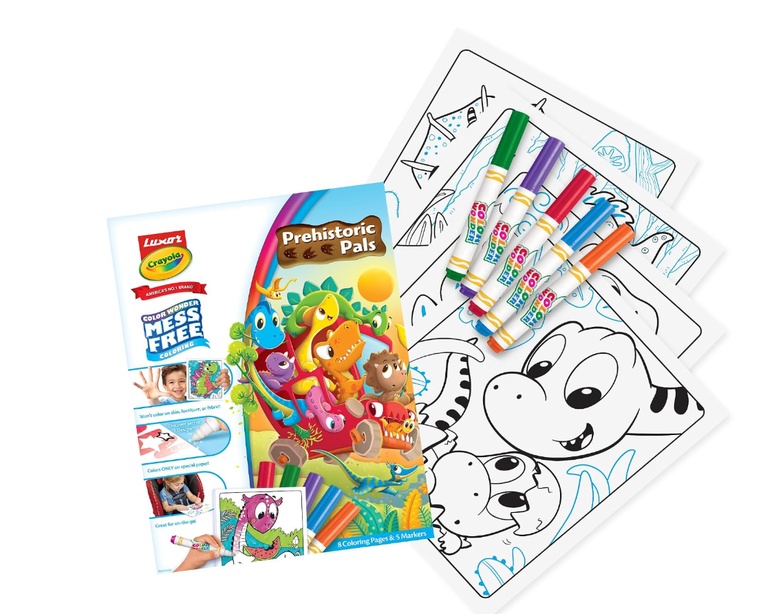 Luxor Crayola Prehistoric Pals coloring kit with markers and pages