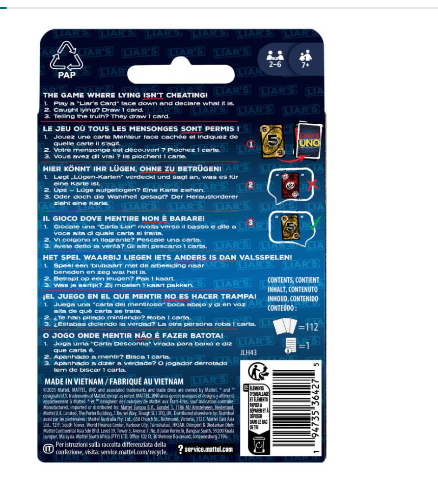 Liar’s UNO Card Game – 2–6 Players, Ages 7+