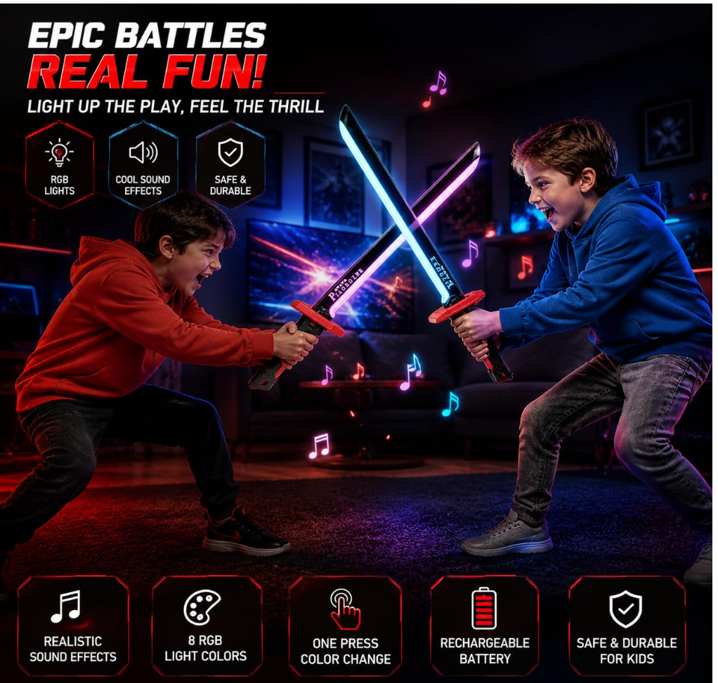 Sword sound and light interaction features