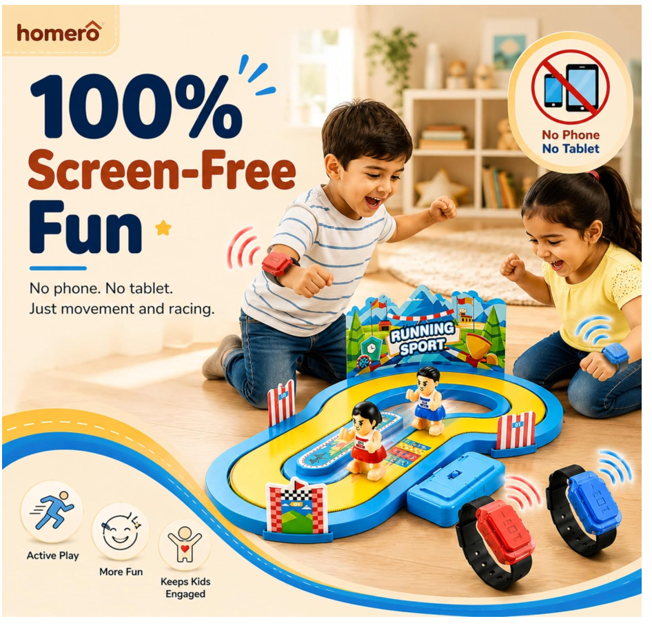 Running Sport racing track set with two runners and wristbands