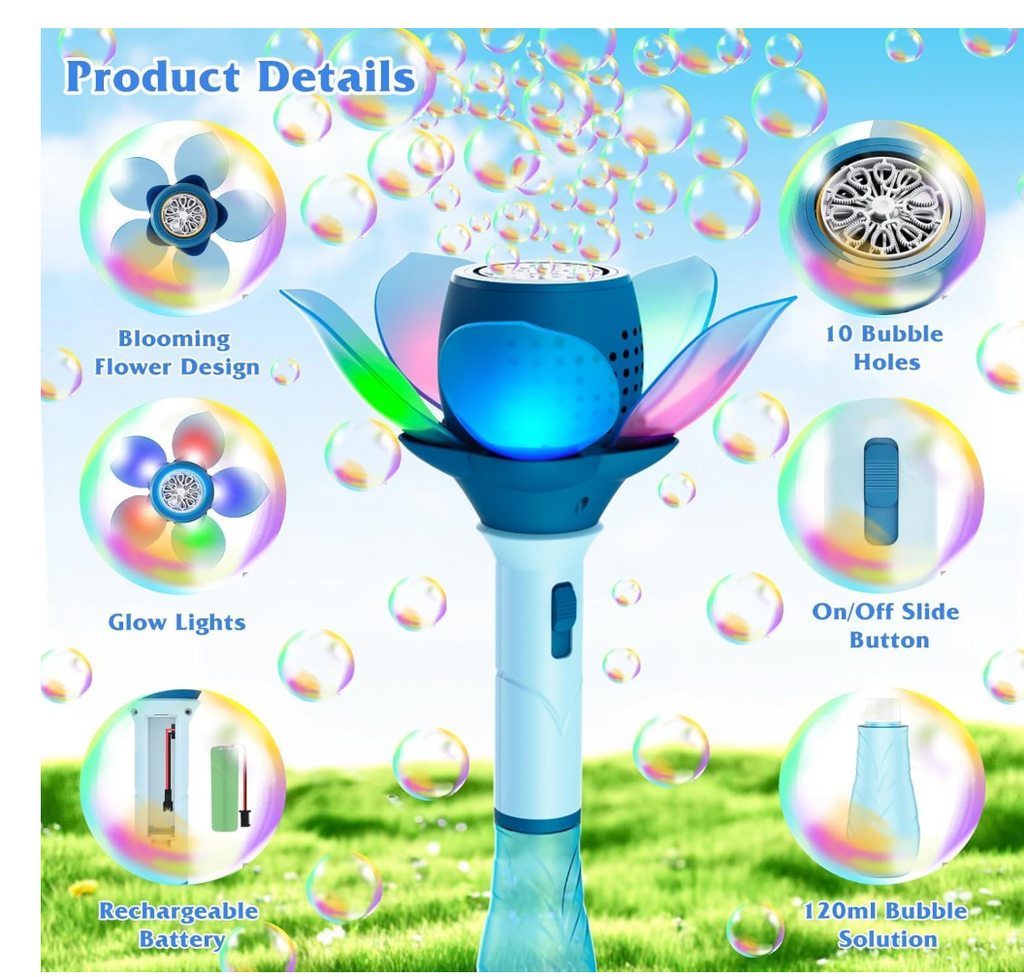 Light-up flower bubble wand promotional image