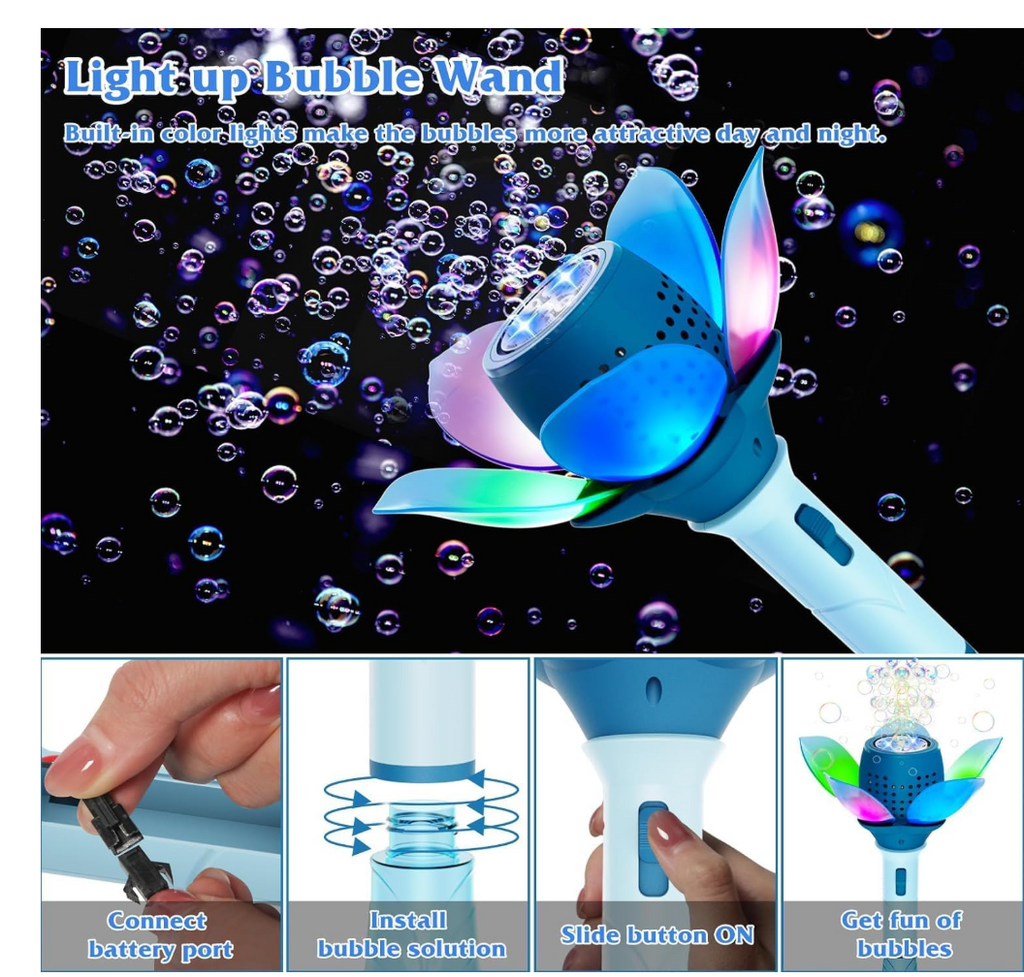 Flower bubble wand feature showcase