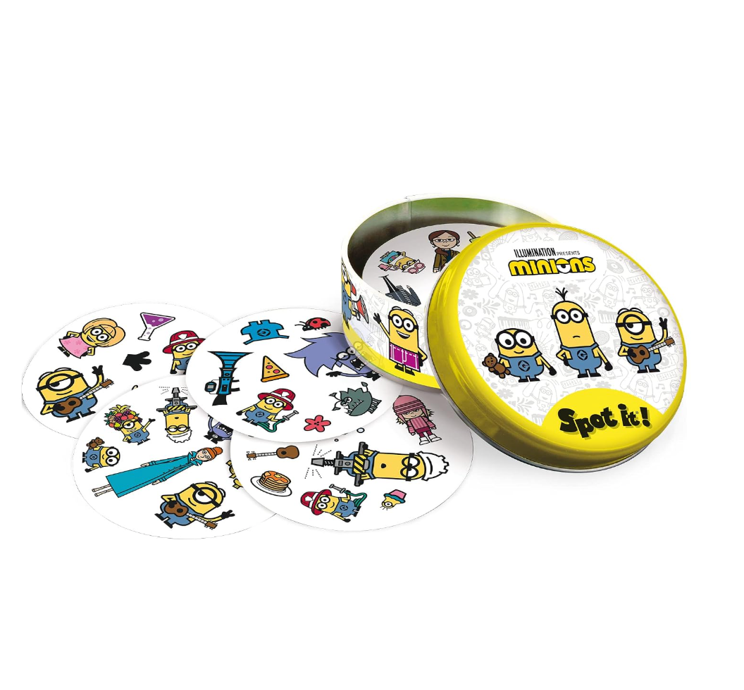 Spot It! Minions card game yellow tin with character artwork
