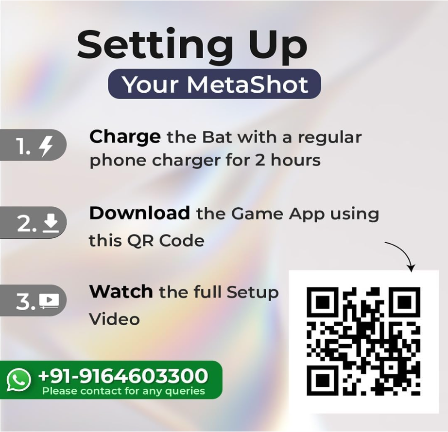 Black MetaShot smart cricket bat alongside its retail box