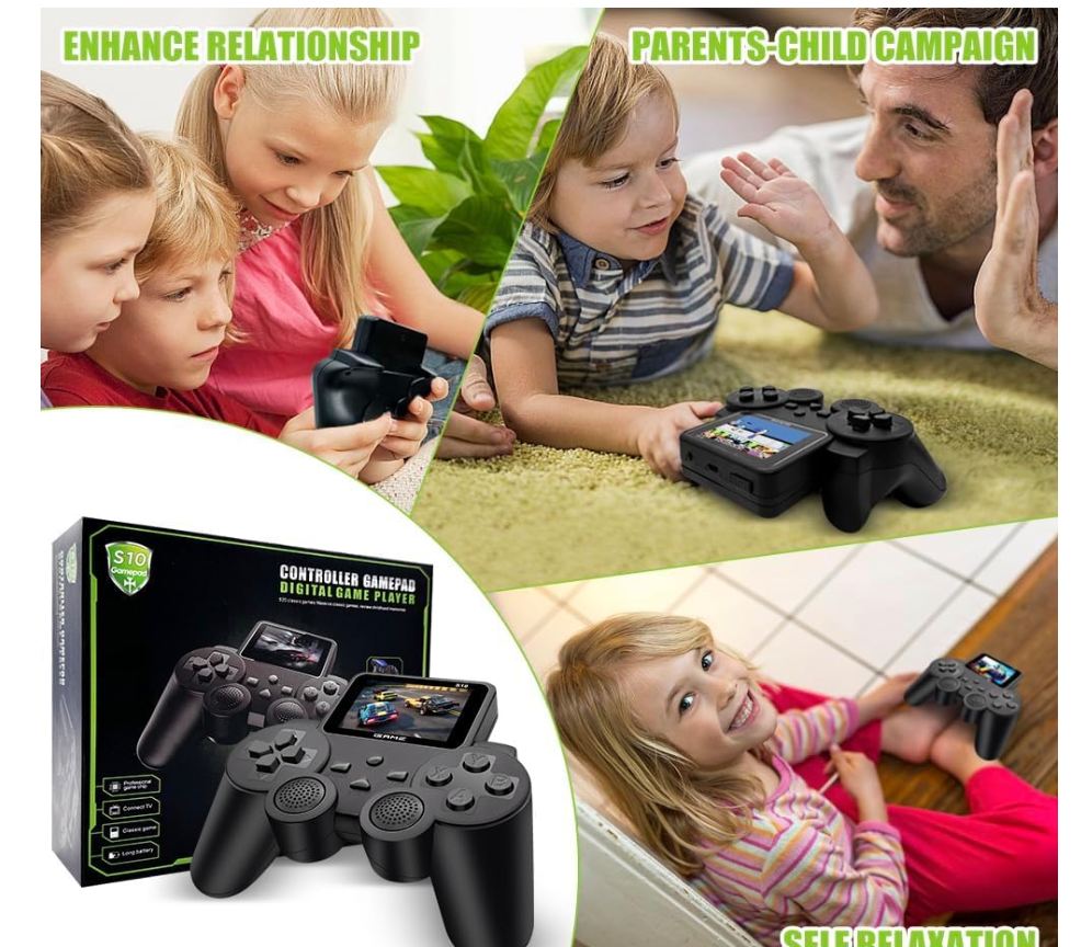Side views of black S10 handheld game console