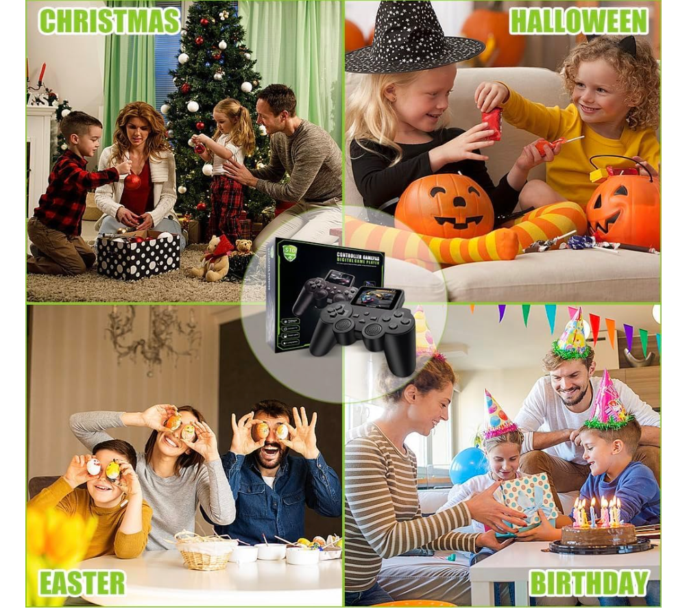 S10 game console family gaming promotional collage