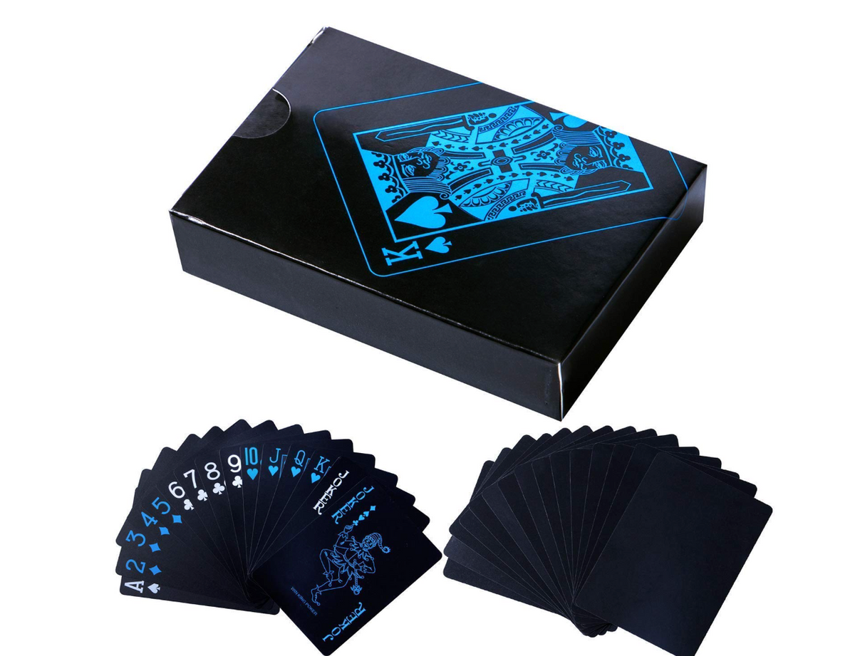 Supplied demonstration photo showing black playing cards in water