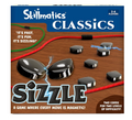 Family playing Sizzle magnetic game with green cord boundary