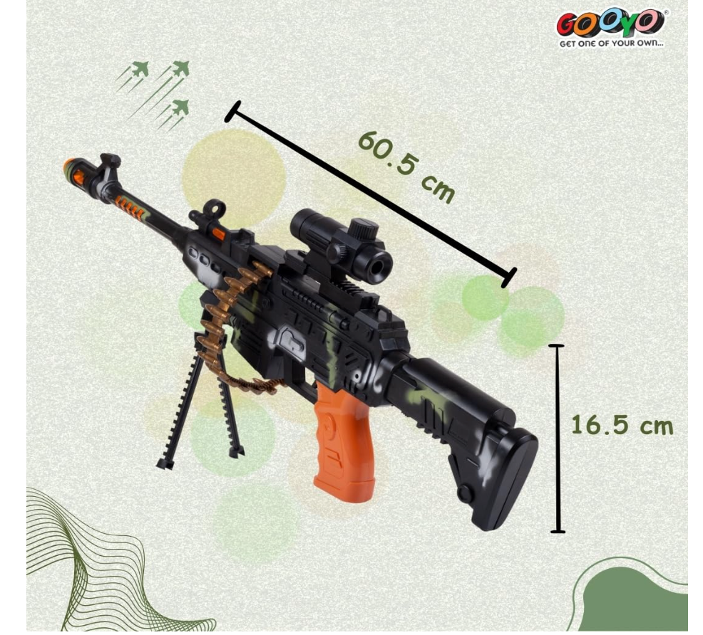 GOOYO toy gun promotional image highlighting sound and vibration